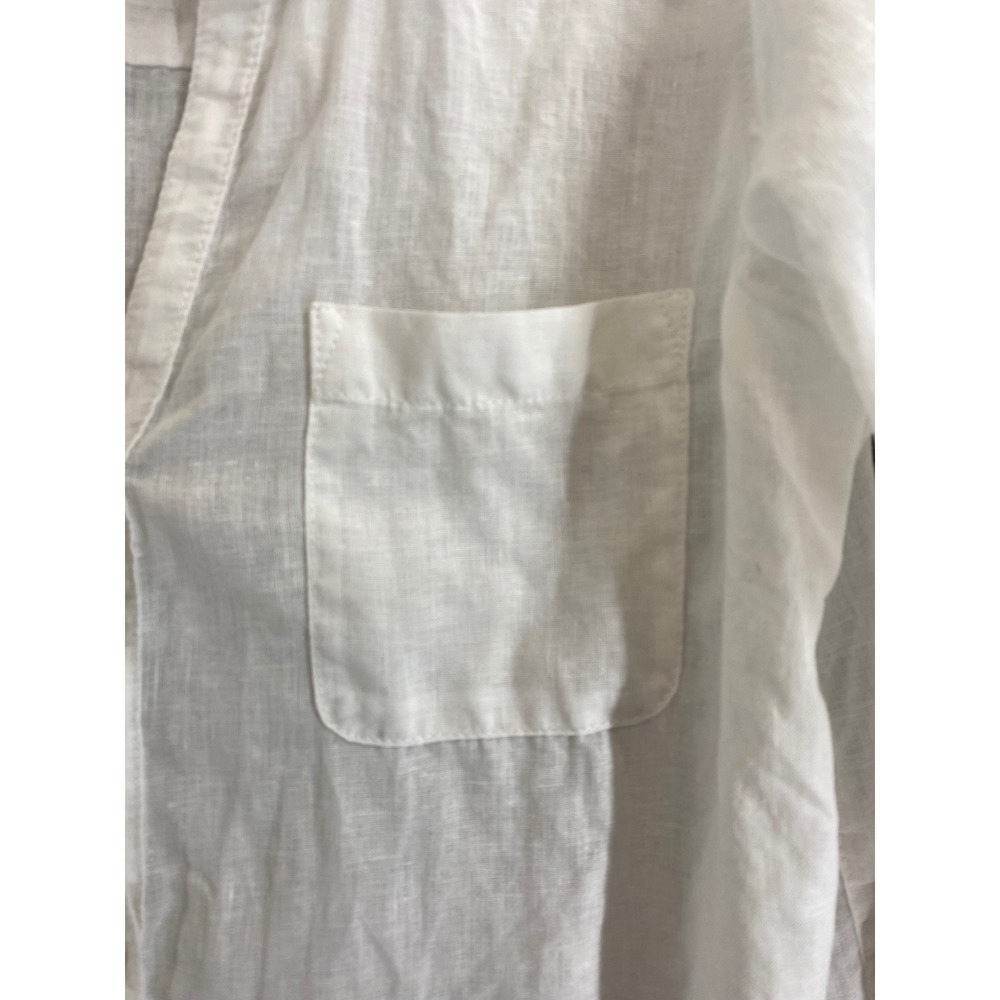 Sigrid Olsen Womens White 100% Linen Roll Tab Button Down Shirt Large Classic - Picture 5 of 9